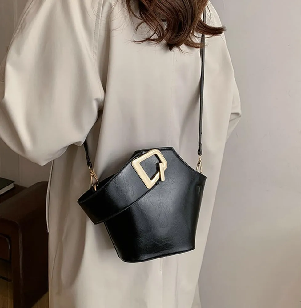 Trendy PU Leather Bucket Bags for Women Purse Top Handle Crossbody Bag Small Satchel Handbags Cute Tote Bag