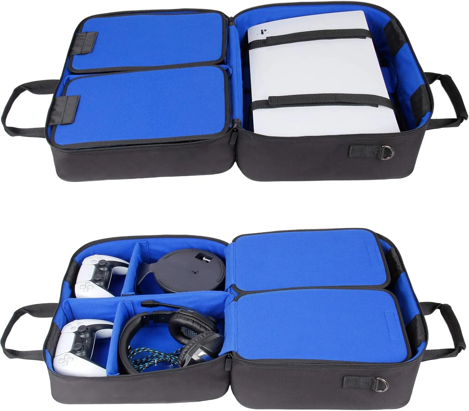 USA Gear PS5 Carrying Case - Travel Bag Compatible with PlayStation 5, PS5 Slim with Adjustable Interior - Shoulder Travel Case for Dualsense Controllers, Playstation 5 Games, Accessories