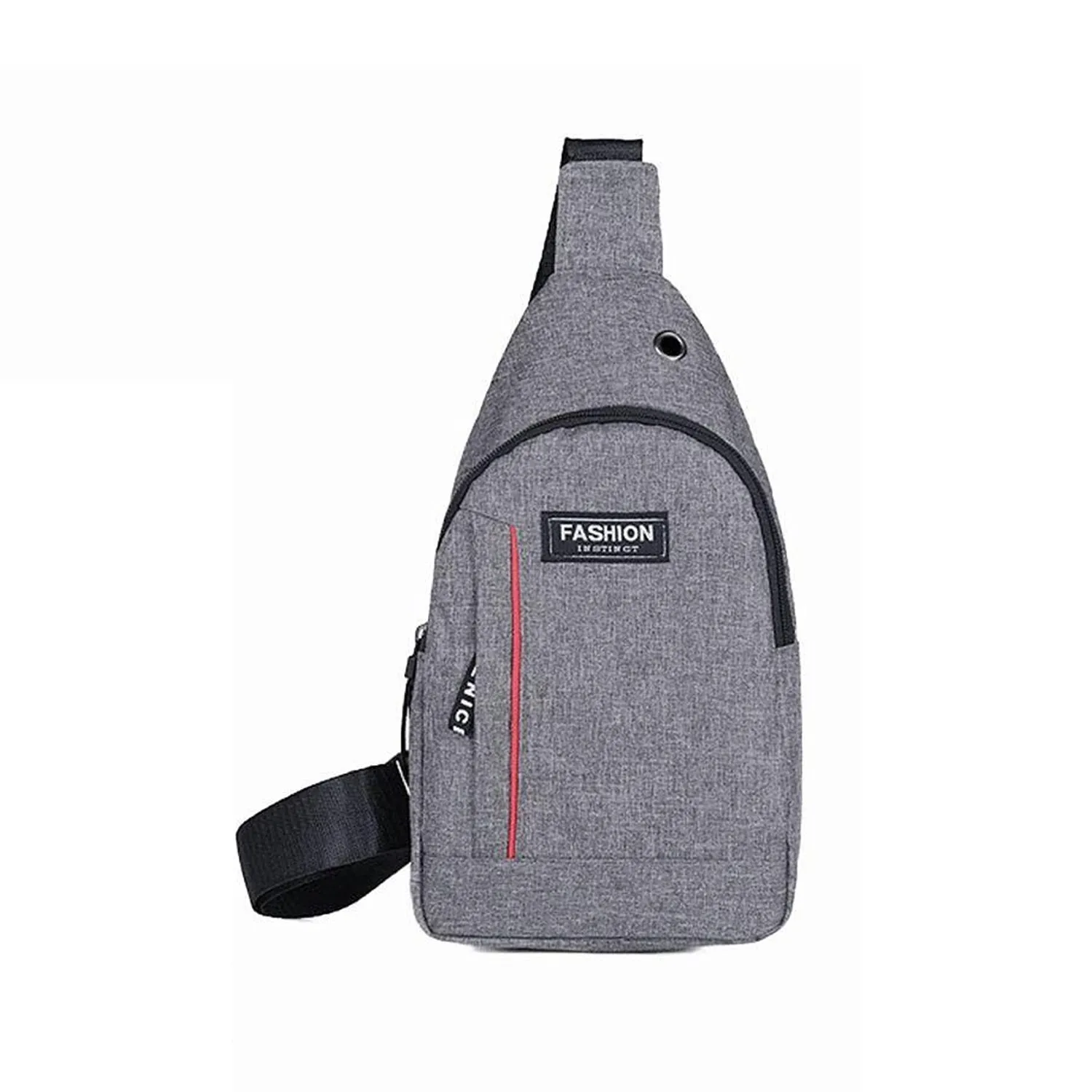 Waterproof Anti-Theft Crossbody Fanny Pack with USB Charging & Earphone Hook (Grey/Blue)