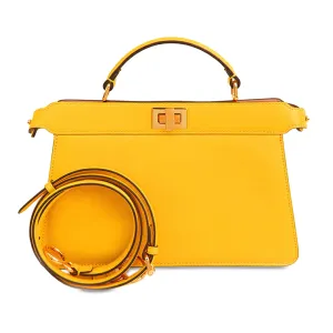 Yellow Fendi Small Leather Peekaboo ISeeU East West Bag Satchel