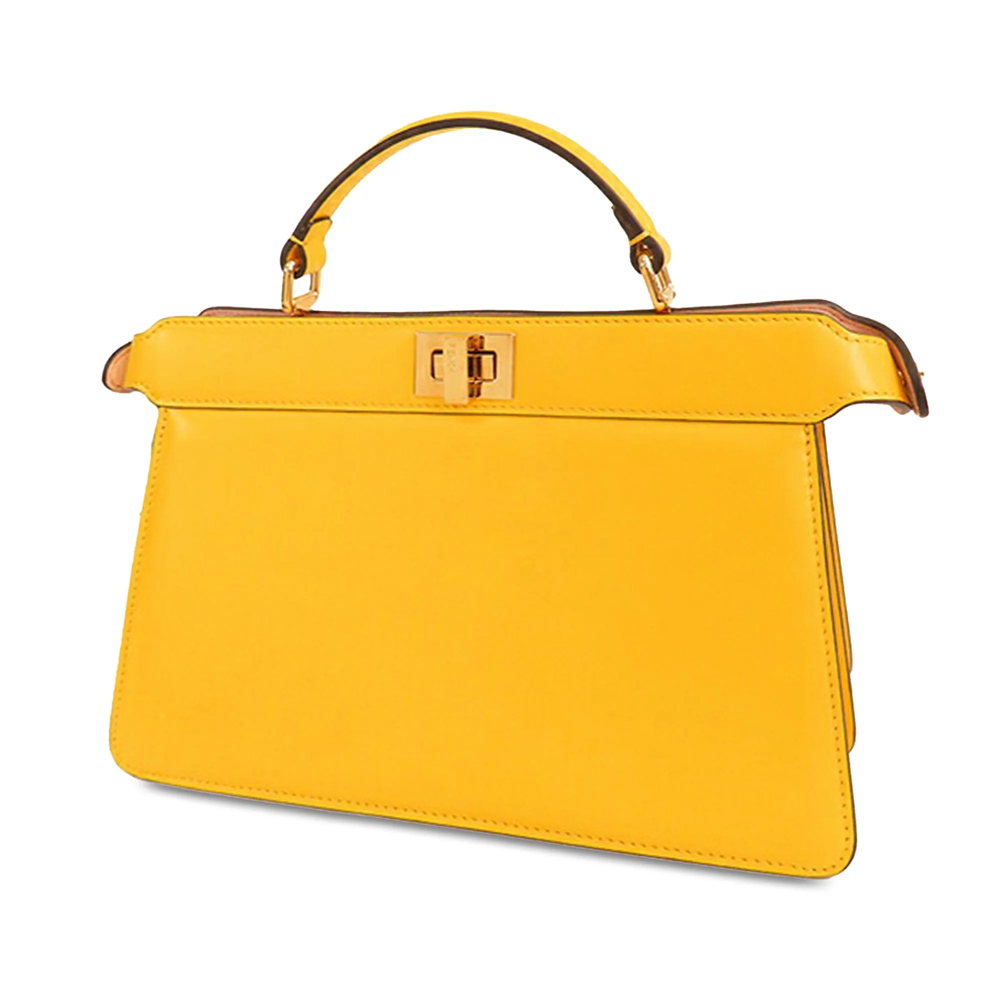Yellow Fendi Small Leather Peekaboo ISeeU East West Bag Satchel