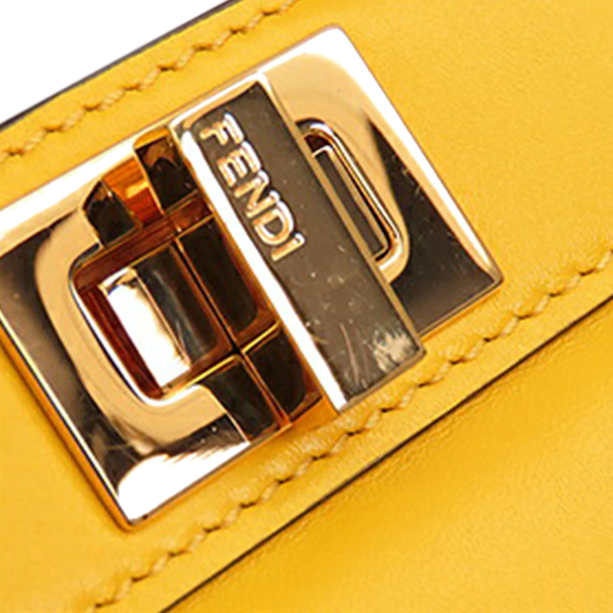 Yellow Fendi Small Leather Peekaboo ISeeU East West Bag Satchel