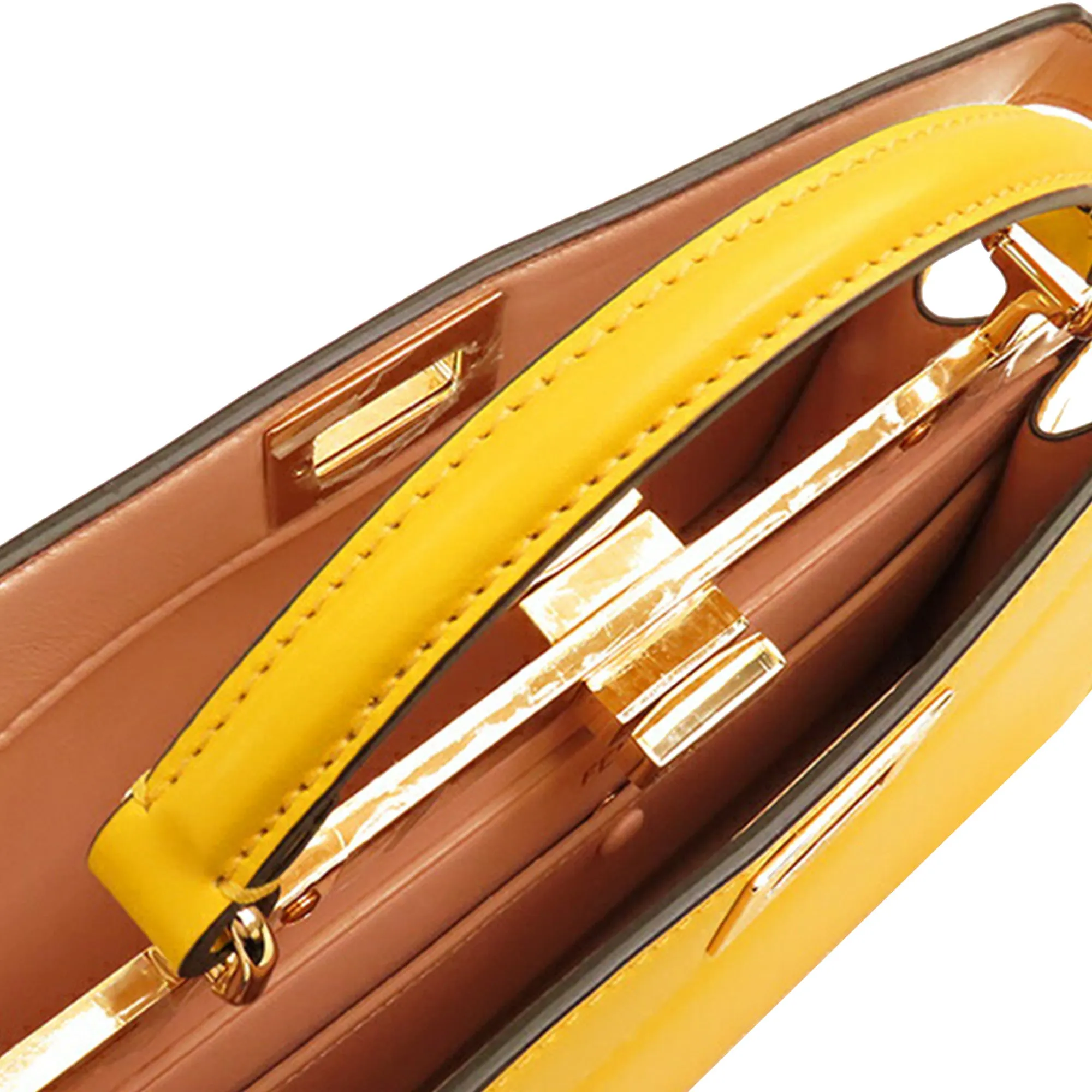 Yellow Fendi Small Leather Peekaboo ISeeU East West Bag Satchel